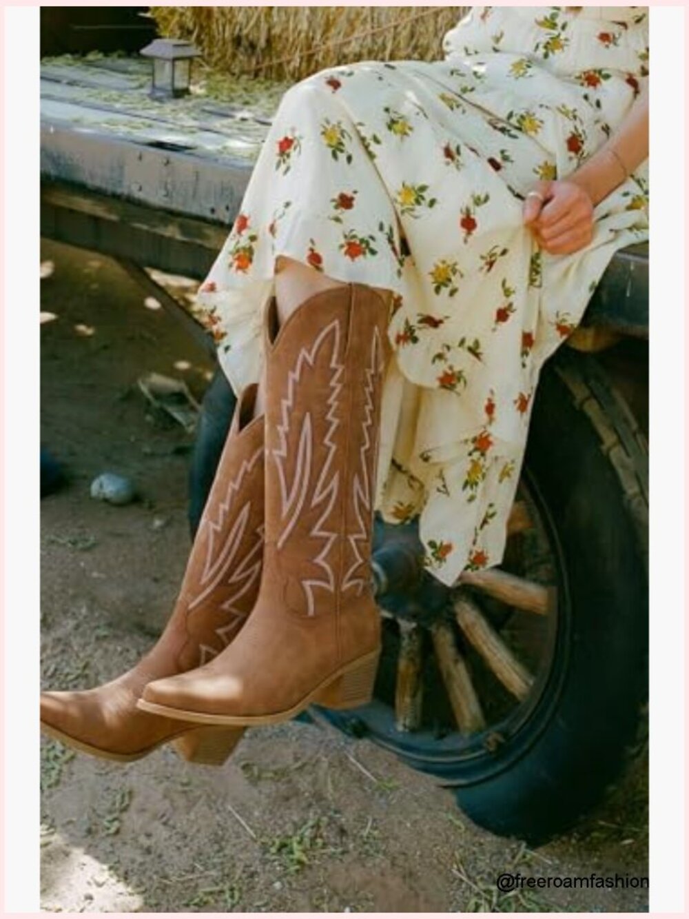 Cowboy Boots Women Cowgirl Western Pointed Toe Chunky Heel Embroidered Knee - Picture 3 of 7